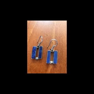 Vintage Lapis Lazul Sterling Silver Earrings